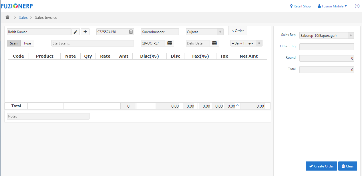 POS Page to Create Sales Order